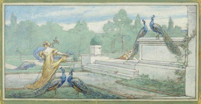 Lawn with Peacocks, Sunlight by Walter Shirlaw